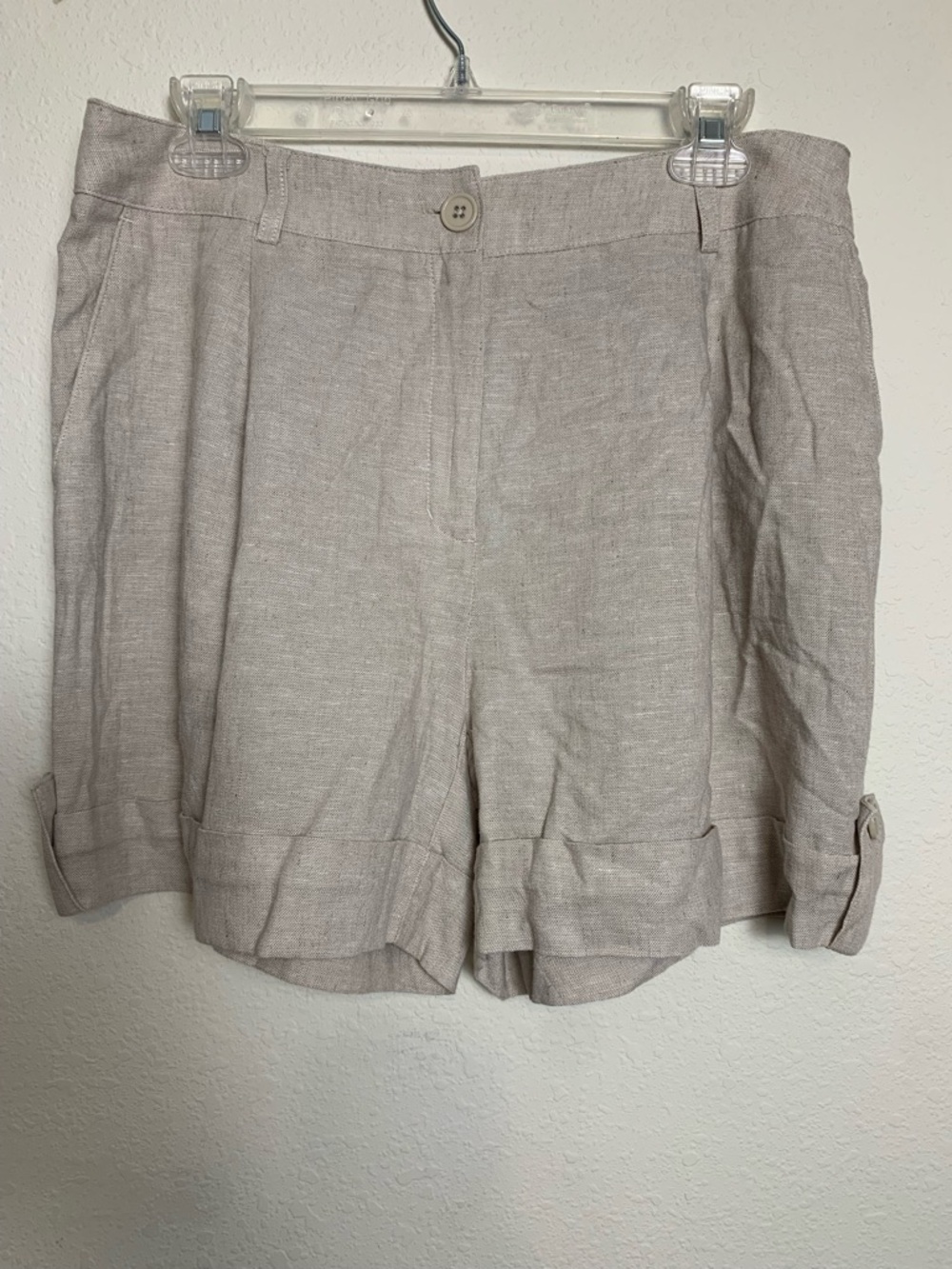Blue Sol Womens Cream Dress Shorts Pleat‎ Detail 8 NWT Linen Blend Summer
